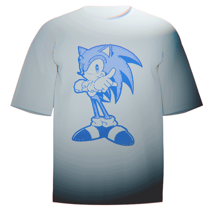Flat-lay of a blue Sonic the Hedgehog Ringspun T-Shirt featuring a bold pixel-inspired design of Sonic. Made with ultra-soft Comfort Colors 100% ringspun cotton for breathable comfort and a relaxed fit. A must-have for fans of Sonic’s iconic adventures and retro gaming.