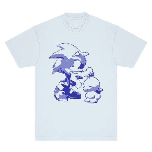 Sonic the Hedgehog Chao Garden Ringspun T-Shirt - White, Creme & Powder Blue - Comfort Colors 100% Cotton