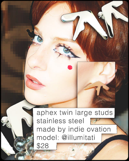 Aphex Twin Logo Fan-Made Stainless Steel Stud Earrings - 1.25in Stainless Steel