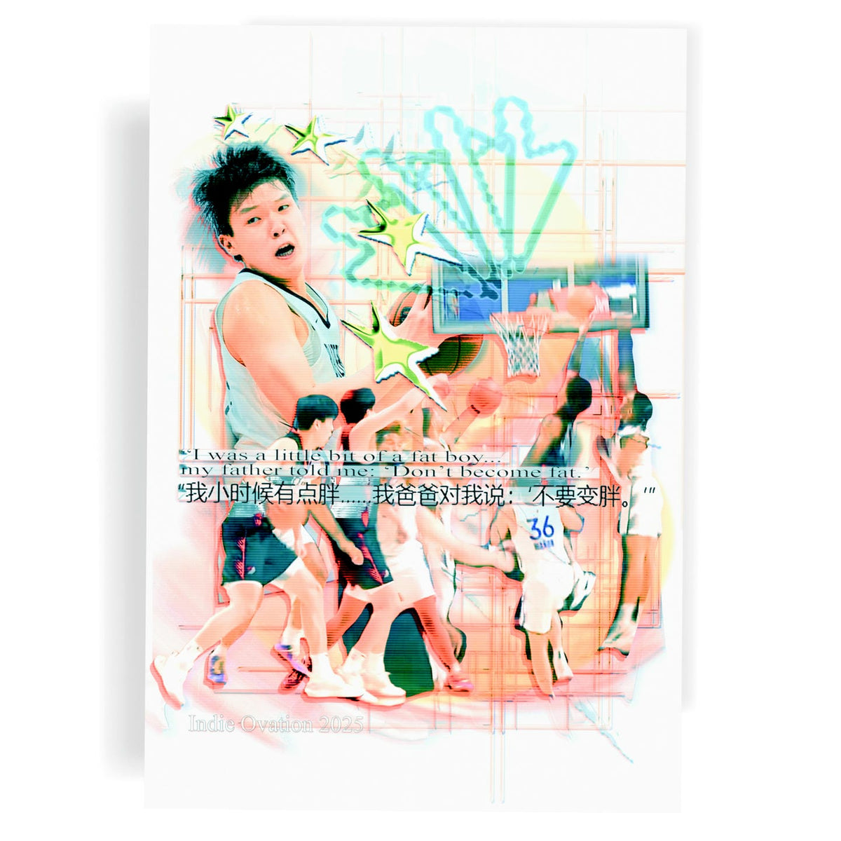Nba Fatboy Yang Hansen Rookie Poster – Big Tariff Fat Boy Glitch Art 13×19 – Indie ...