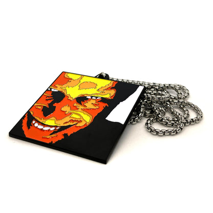 Aphex Twin 'Richard D James Album' enamel pendant chain necklace – 2-inch fan-made design with 60cm stainless steel chain