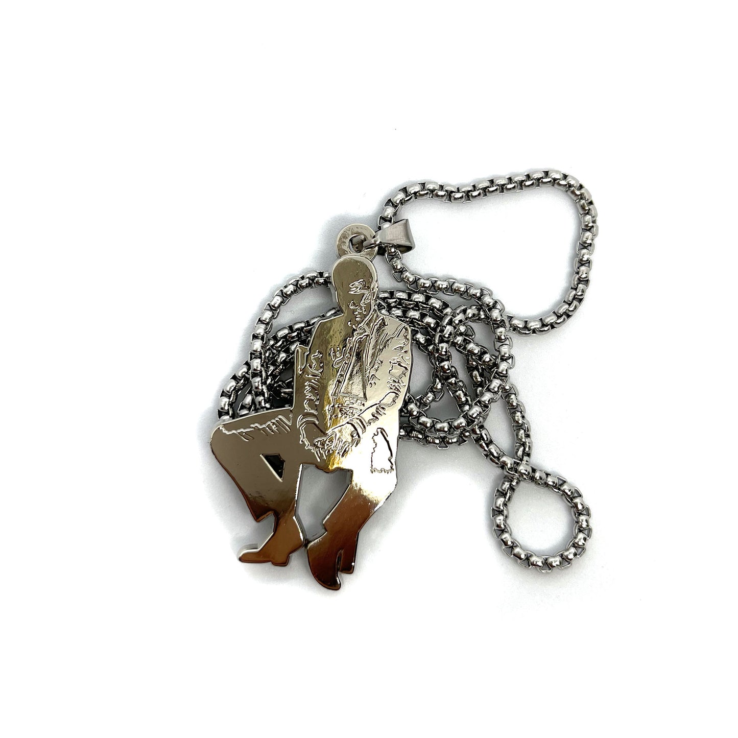 Kid Cudi Fan-Made "Man on the Moon: Mr. Rager" Pendant Chain Necklace – 60cm Stainless Steel Chain